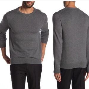 MENS WALLIN & BROS COTTON CASHMERE BLEND GRAY CREW NECK PULLOVER SWEATER S